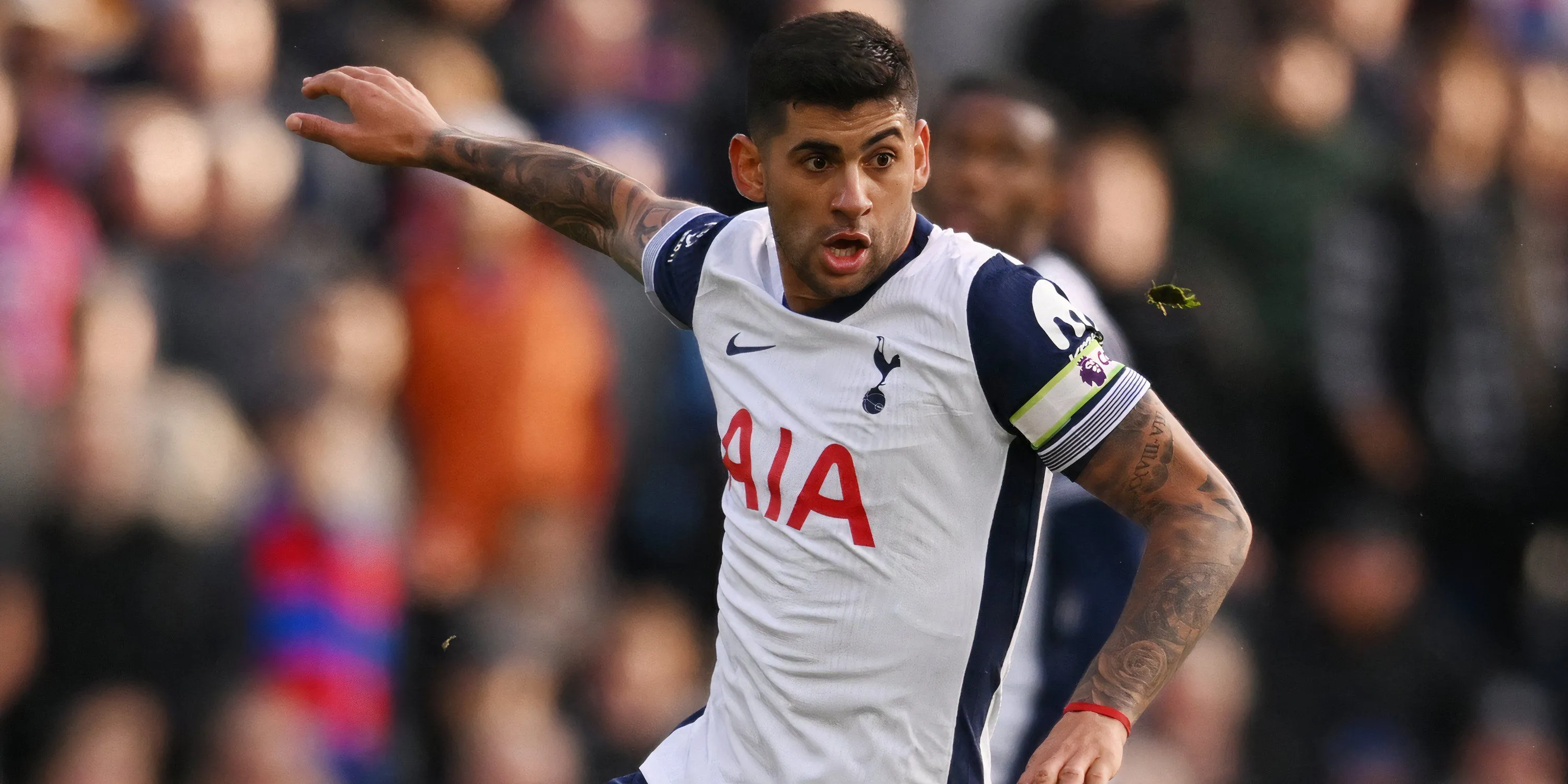 Cristian Romero trong màu áo Tottenham thi đấu