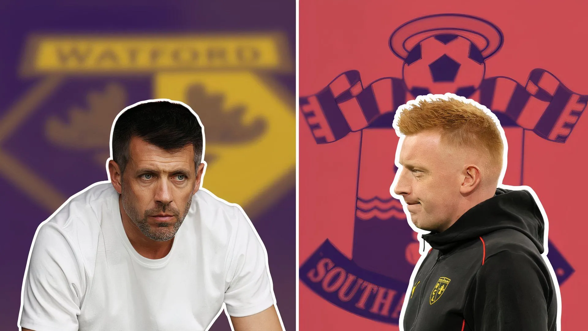 HLV Paulo Pezzolano của Watford FC và HLV Will Still của Southampton trong một trận đấu ở Championship