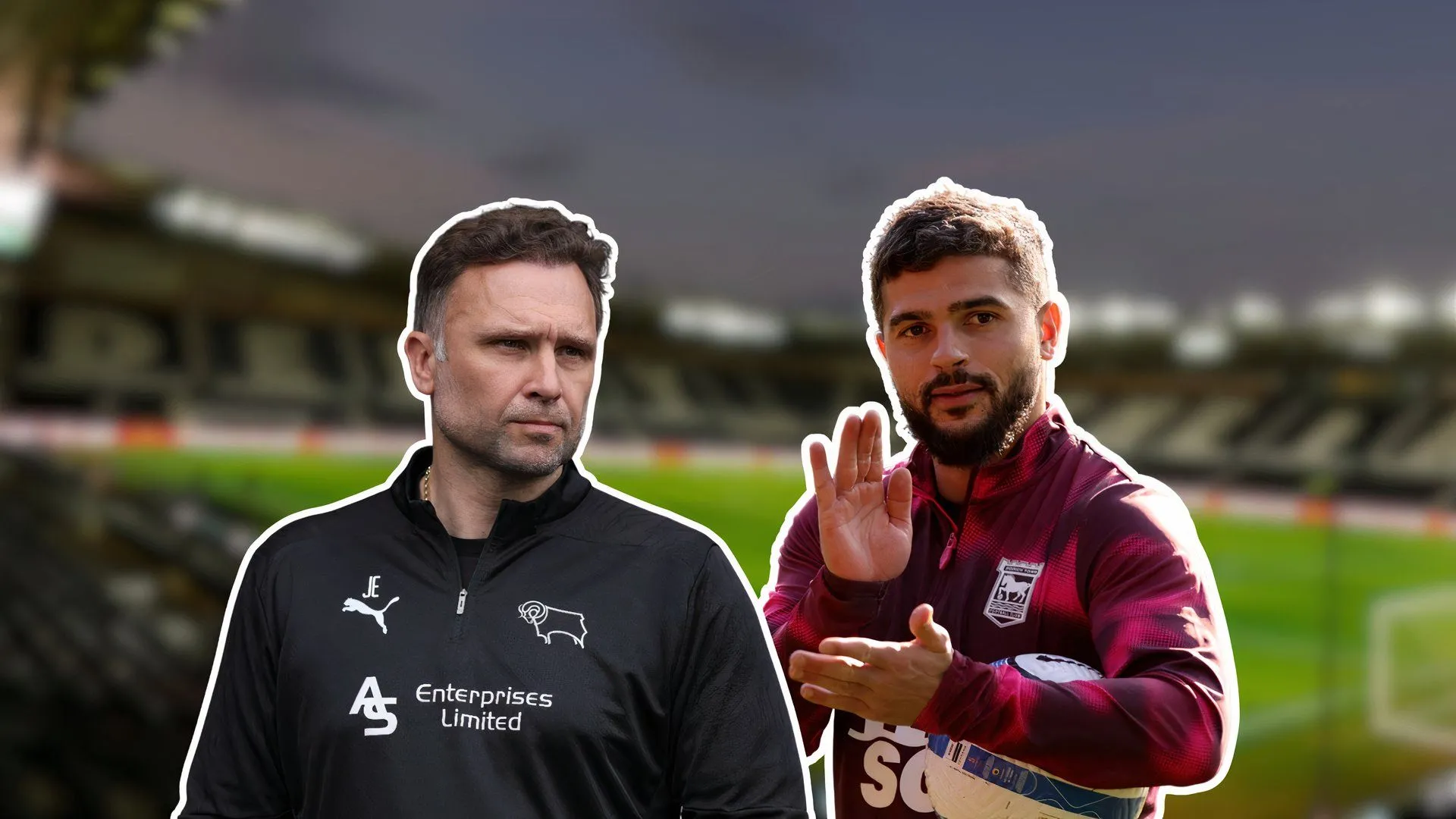 Sam Morsy, cầu thủ được Derby County quan tâm, và HLV John Eustace.