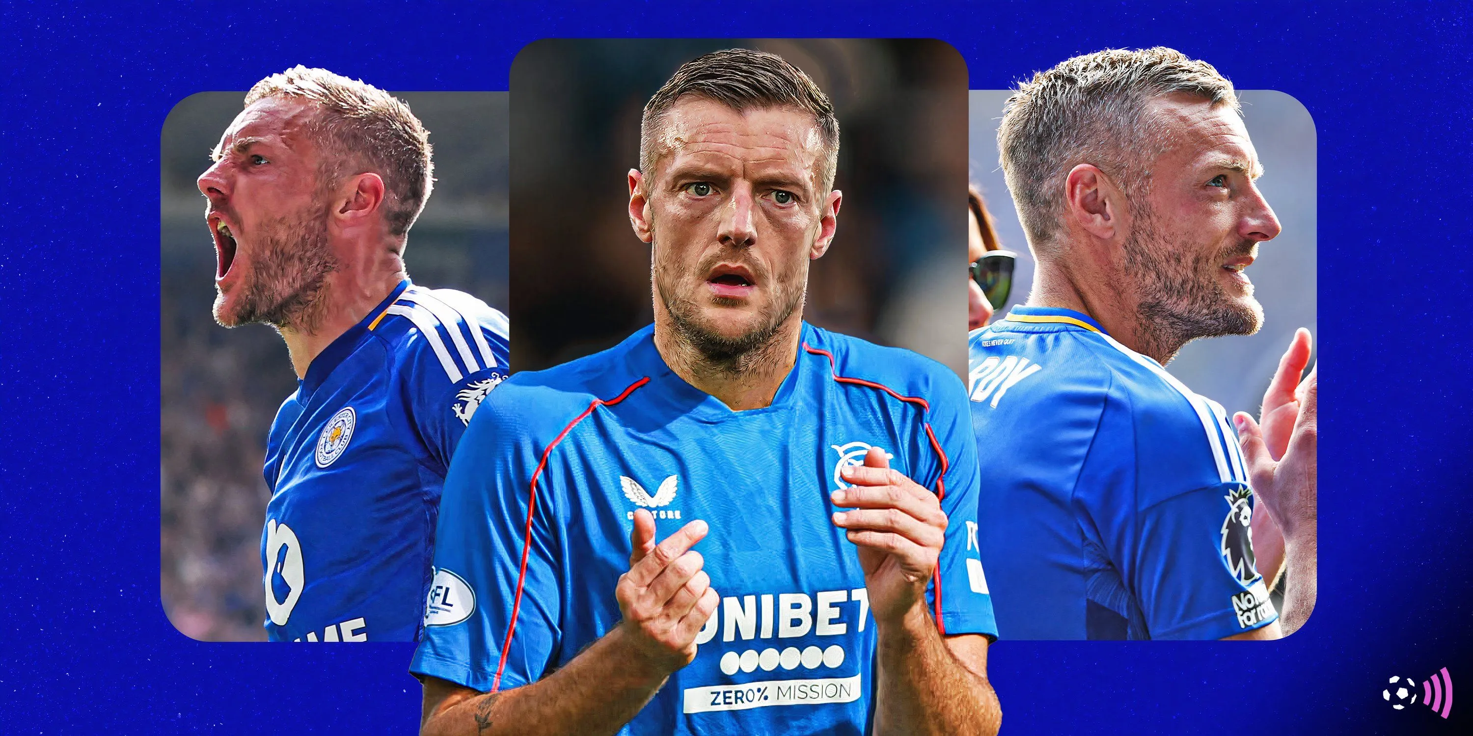 Jamie Vardy trong trang phục của Rangers, tiền đạo được liên hệ chuyển nhượng đến Ibrox
